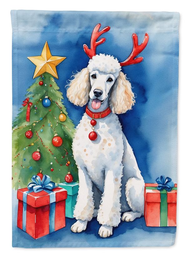 White Standard Poodle Christmas Reindeer Garden Flag Mailbox Flag Decorative Yard Flag Banner Outside Patio Artwork Yard Flower Beds, Garden Size, Multicolor_maomaolike.com