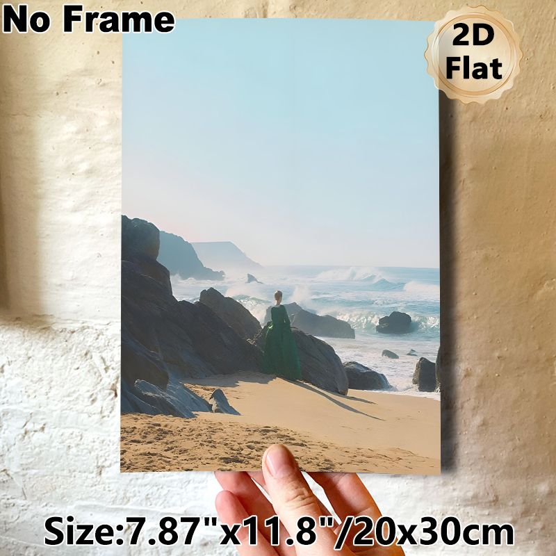 Coastal Figure Painting Poster, Misty Serene Seaside Scene Poster, Tranquil Atmospheric Artwork Suitable For Bedroom, Living Room Wall Decor_maomaolike.com