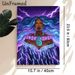 Mystical Tribal Goddess Painting Poster, Vibrant Neon-style Illustrated Poster, Eye-catching Mystical Design With Blue-purple Wavy Hair, Tribal_maomaolike.com