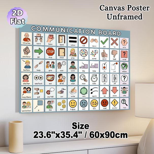 Communication Board Painting Poster, Bright Cartoon-style Visual Communication Poster, Practical Aid For Smooth Daily Interaction, Ideal For Home And_maomaolike.com