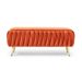 Oval Storage Bench With Gold Legs,Velvet Fabric ,Woven,Upholstered Ottoman Storage Benches For Bedroom End Of Bed,Sherpa Fabric Bench For Living Room,Dining Room,Entryway,Bed Side,Orange,5 Colors_maomaolike.com