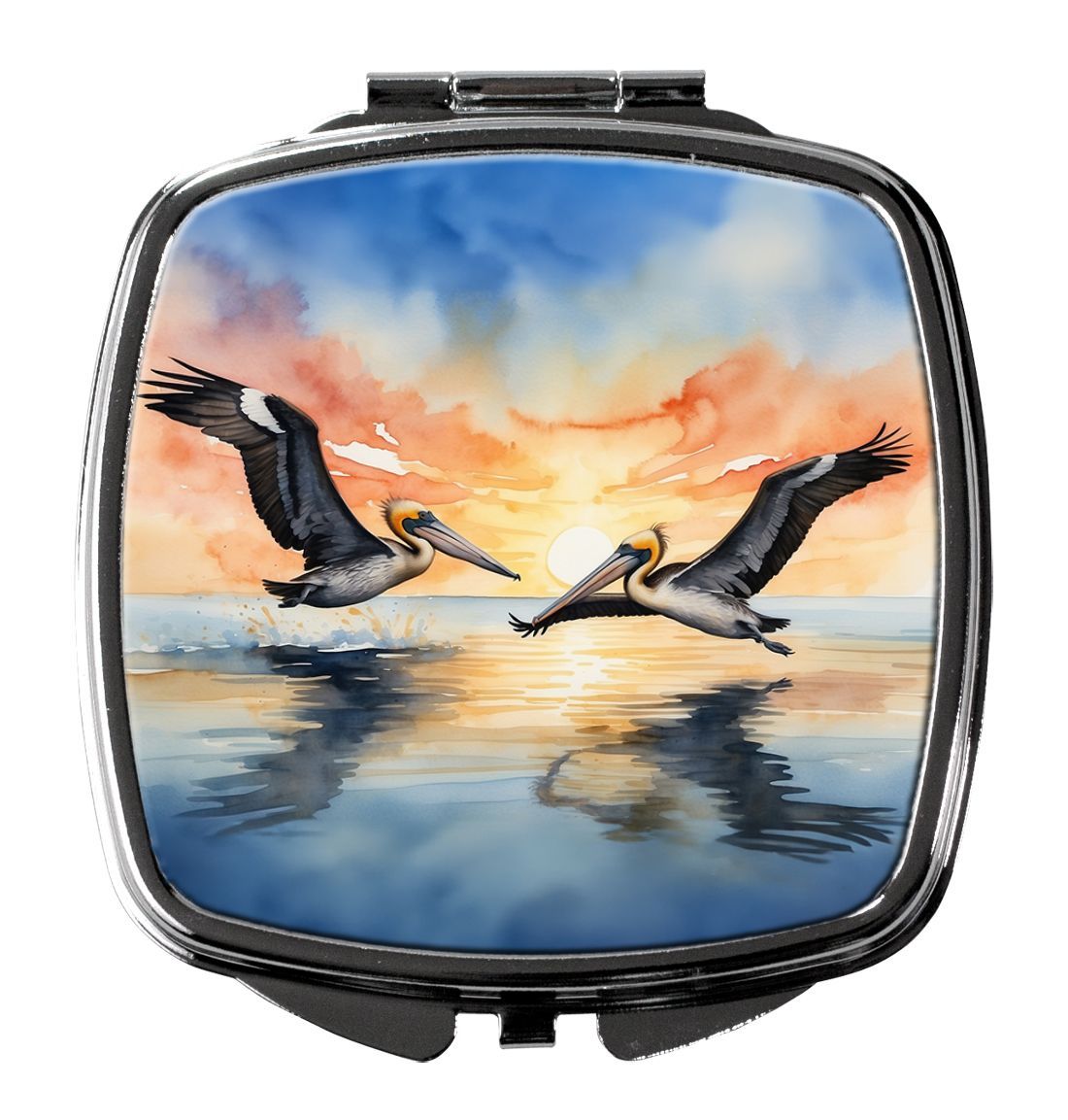 Pelicans Flying Compact Mirror Decorative Travel Makeup Mirror For Women Girls Gifts Pocket Makeup Mirror Folding Handheld_maomaolike.com
