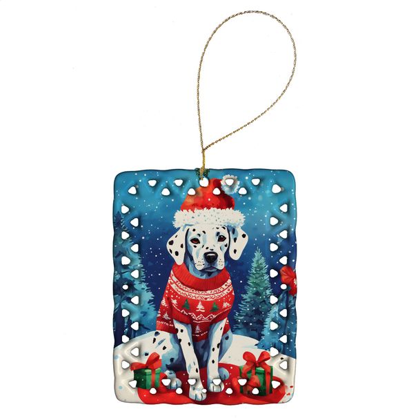 Dalmatian Christmas Porcelain Ornament Christmas Tree Hanging Decorations For Home Christmas Holiday, Rectangle, Gift, Multicolor_maomaolike.com