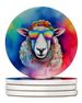 Hippie Animal Sheep Large Sandstone Coasters Pack Of 4 Absorbent Round Coasters Decor Gifts For Men Or Women, 4 In, Multicolor_maomaolike.com