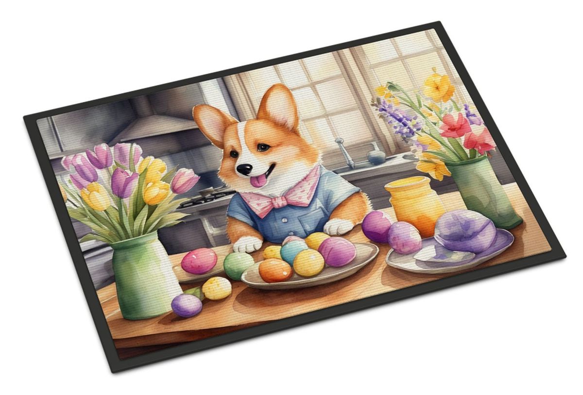 Decorating Easter Corgi Doormat Front Door Mat Indoor Outdoor Rugs For Entryway, Non Slip Washable Low Pile, 24H X 36W_maomaolike.com