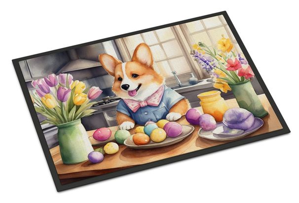 Decorating Easter Corgi Doormat Front Door Mat Indoor Outdoor Rugs For Entryway, Non Slip Washable Low Pile, 24H X 36W_maomaolike.com