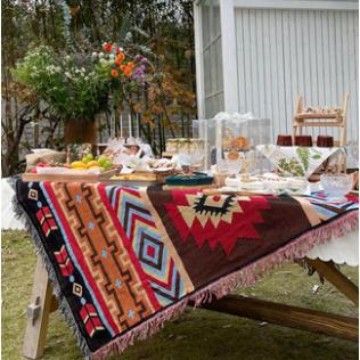 Outdoor Ethnic Style Camping Tablecloth Decoration Atmosphere Picnic Mat Full Cover Blanket Sofa Cushion_maomaolike.com