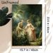 Vintage Aristocratic Couple Flower-picking Painting Poster, Elegant Rococo-style Pastoral Scene Poster, Soft-toned Romantic Artwork Ideal For Living_maomaolike.com