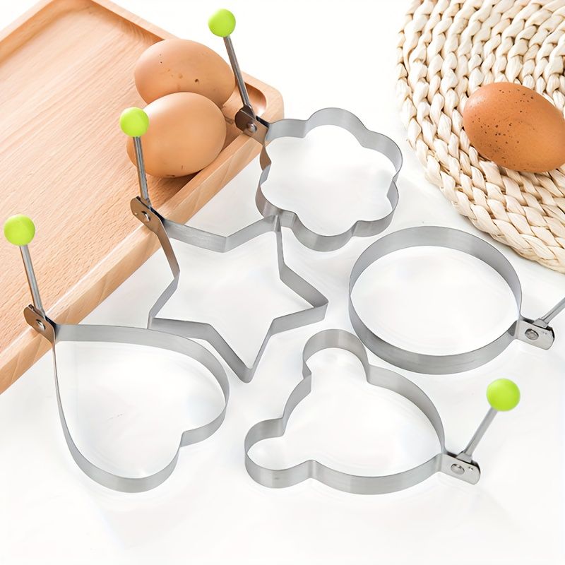 5pcs, Stainless Steel Egg Rings - Perfect Pancake Mold for Frying Eggs and Omelets - Kitchen Gadgets for Easy Breakfast Cooking_maomaolike.com