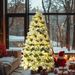 6FT Pre-Lit Spruce Snow Flocked Christmas Tree With Pine Cones, Artificial Xmas Tree With 403 Branch Tips,Mixed PE & PVC Branches, 250 Multi-Color LED Lights, 11 Flashing Modes, Holiday Décor_maomaolike.com