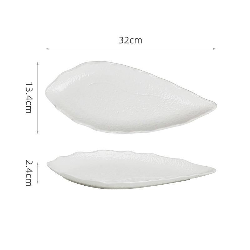 Stone Pattern Ceramic High-Value Tableware Steamed Fish Simple Serving Sashimi Dim Sum Long Plate_maomaolike.com