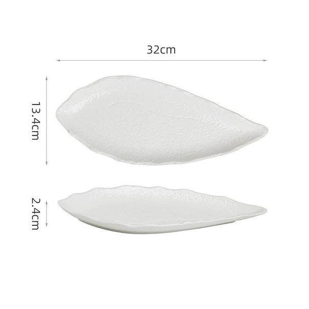 Stone Pattern Ceramic High-Value Tableware Steamed Fish Simple Serving Sashimi Dim Sum Long Plate_maomaolike.com