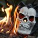 Fire Pit Demon Skull Gas Log For Ventless Vent Free, Propane, Gel, Ethanol, Electric, Outdoor Fireplace And Fire Pit, Halloween Decor - Patent Pending_maomaolike.com