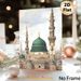 Islamic Mosque Painting Poster, Vintage-toned Detailed Mosque With Green Domes & Intricate Minarets Poster, Cultural Religious Artwork Ideal For Home_maomaolike.com