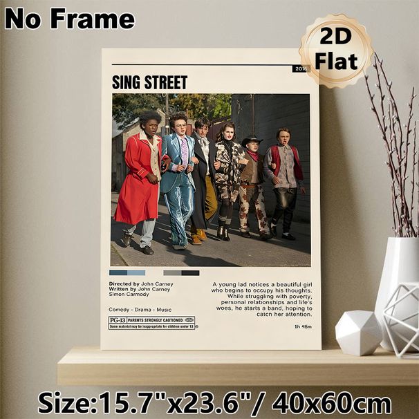 Sing Street Movie Painting Poster, Vintage-style Retro Band Group Portrait Poster, Nostalgic Music Drama Themed Decor, Ideal For Living Room, Home_maomaolike.com