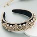 Pdmcms Women's New European and American Style Headband with Heavy Craftsmanship Diamond Inlaid Pearl Velvet Retro Sponge Headband_maomaolike.com