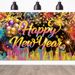 Happy New Year Background Cloth With 32 Inch Balloons Fireworks Designs New Year Backdrop Decor Holiday Photo Studio Props For 2025 New Year Party Photography Supplies_maomaolike.com