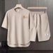Men's Clothing 2024 Waffle Casual Summer Suit Men's Loose Teen Short sleeved T shirt Shorts Handsome Two piece Suit_maomaolike.com