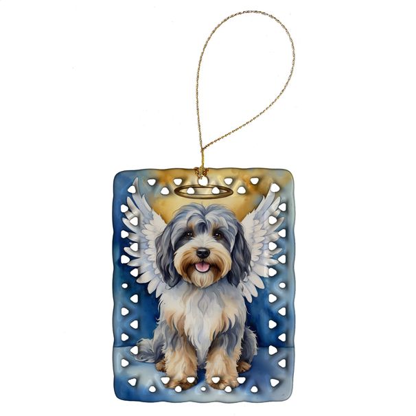 Tibetan Terrier My Angel Porcelain Ornament Christmas Tree Hanging Decorations For Home Christmas Holiday, Rectangle, Gift, Multicolor_maomaolike.com