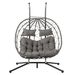 2 Persons Egg Chair With Stand Indoor Outdoor Swing Chair Patio Wicker Hanging Egg Chair Hanging Basket Chair With Stand For Bedroom Living Room Balcony_maomaolike.com
