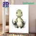 Cute Baby Dinosaur Painting Poster, Soft Watercolor Style Green Dinosaur With Footprint Accents Poster, Warm Whimsical Decor For Bedroom & Living Room_maomaolike.com