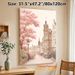 Cherry Blossom European Town Scenery Painting Poster, Soft-toned Pastel Romantic Street View Poster, Brings Warm Tranquil Ambiance, Ideal For Living_maomaolike.com