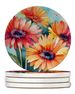 Gerbera Daisies In Watercolor Large Sandstone Coasters Pack Of 4 Absorbent Round Coasters Decor Gifts For Men Or Women, 4 In, Multicolor_maomaolike.com