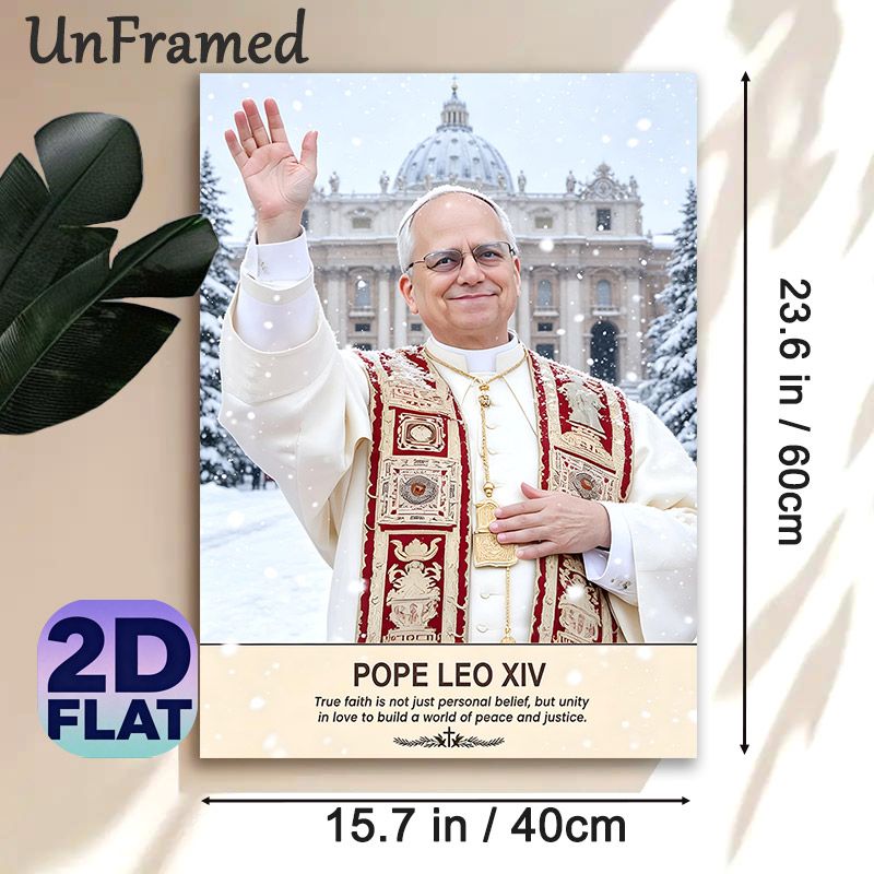 Pope Leo XIV Religious Painting Poster, Serene Warm-toned Snowy Vatican Scene Poster, Inspirational Faith-themed Decor Ideal For Home, Prayer Room_maomaolike.com