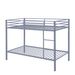 Metal Bunk Bed Twin Over Twin, Low Profile Bunk Bed Frame WithBuilt-in Ladder, High Guardrail And Metal Slats, Space-Saving Twin Size Bed Frame For Kids Teens, No Box Spring Required, Gray_maomaolike.com