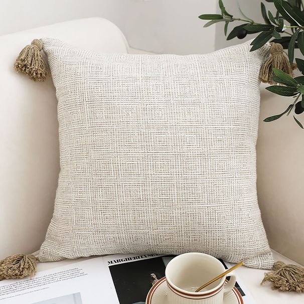 SOGA 50cm Beige Pillow Textured Throw Cover, Luxurious Rib Knit Ribbed Cotton Throw Pillow_maomaolike.com