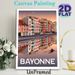 Bayonne Riverside Cityscape Painting Poster, Vintage Pastel-hued Town With Water Reflection Poster, Tranquil Urban Scenery Ideal For Living Room_maomaolike.com