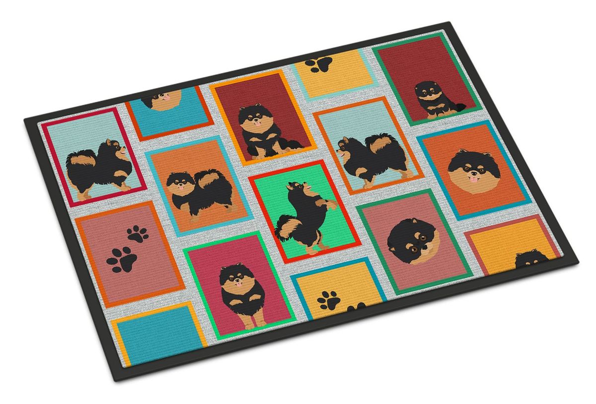 Lots Of Black And Tan Pomeranian Doormat Front Door Mat Indoor Outdoor Rugs For Entryway, Non Slip Washable Low Pile, 24H X 36W_maomaolike.com