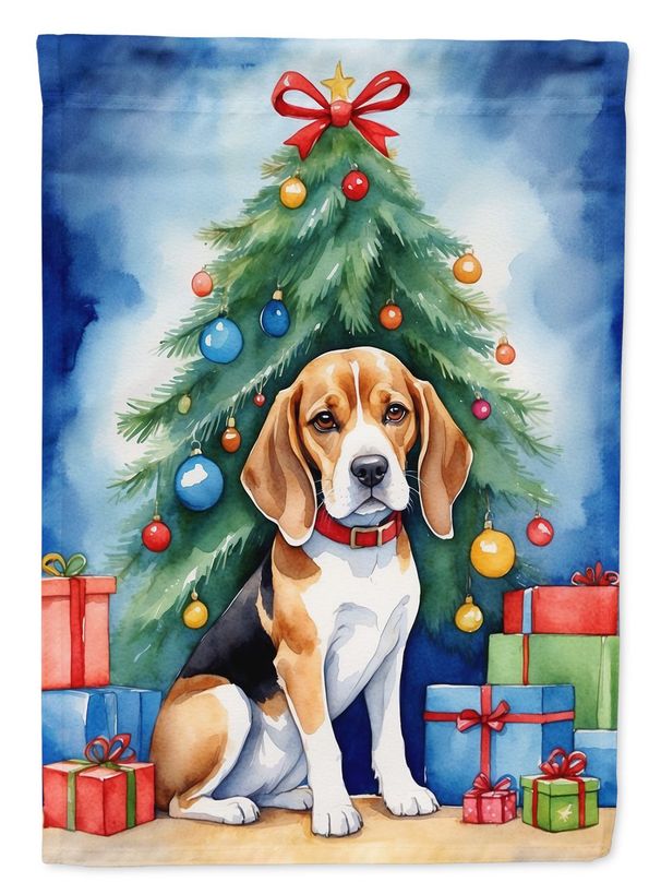 Beagle Christmas Reindeer House Flag Large Porch Sleeve Pole Decorative Outside Yard Banner Artwork Wall Hanging, Polyester, House Size, Multicolor_maomaolike.com