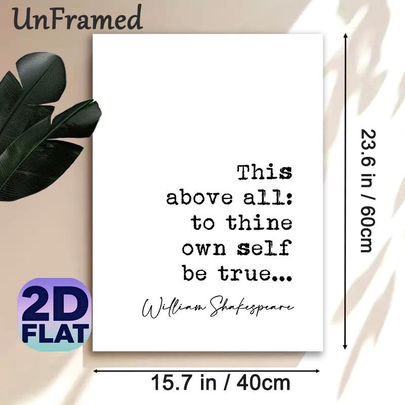 Shakespeare Inspirational Quote Painting Poster, Minimalist Black & White Typographic Poster, Thought-provoking Literary Decor Ideal For Home Office_maomaolike.com