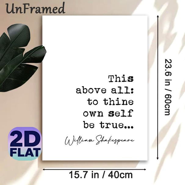 Shakespeare Inspirational Quote Painting Poster, Minimalist Black & White Typographic Poster, Thought-provoking Literary Decor Ideal For Home Office_maomaolike.com
