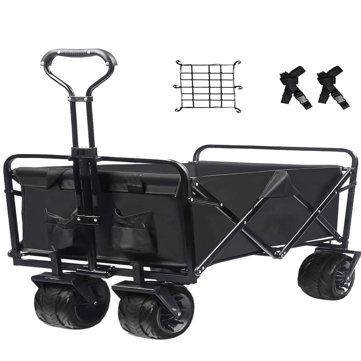 Collapsible Heavy Duty Beach Wagon Cart Outdoor Folding Utility Camping Garden Beach Cart With Universal Wheels Adjustable Handle Shopping_maomaolike.com