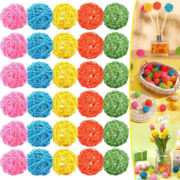40 PCS Colorful Wicker Rattan Balls 1.18 Inch Orbs Vase Fillers 5 Colors Sphere Table Centerpiece For DIY Crafts Easter Day Valentine's Holiday Party Decoration_maomaolike.com