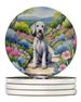 Bedlington Terrier Spring Garden Large Sandstone Coasters Pack Of 4 Absorbent Round Coasters Decor Gifts For Men Or Women, 4 In, Multicolor_maomaolike.com