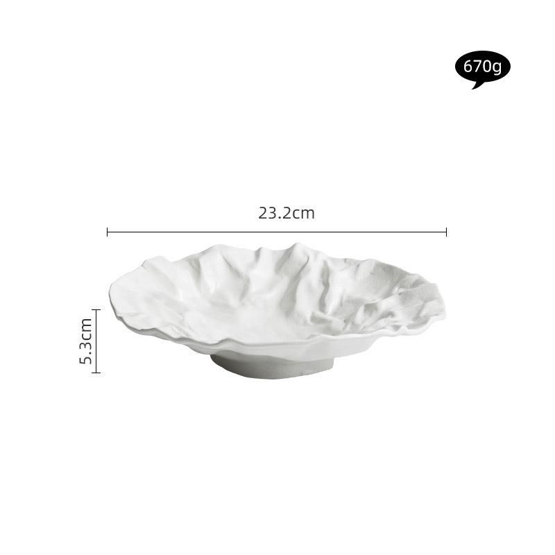 Wrinkled Deep Dish Bowl Japanese Style Tableware Western Salad Ceramic High-End Plate Household 2025 New Model_maomaolike.com