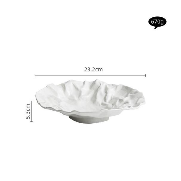 Wrinkled Deep Dish Bowl Japanese Style Tableware Western Salad Ceramic High-End Plate Household 2025 New Model_maomaolike.com
