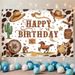 Western Cowboy Birthday Party Banner - 2D Flat Polyester Backdrop With Cacti, Horseshoes, Wall Hanging Photo Props, Party Decor_maomaolike.com