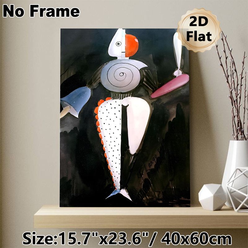 Abstract Humanoid Art Painting Poster, Vibrant Surreal Stylized Figure With Bold Color Blocks Poster, Unique Artistic Decor For Living Room, Art_maomaolike.com