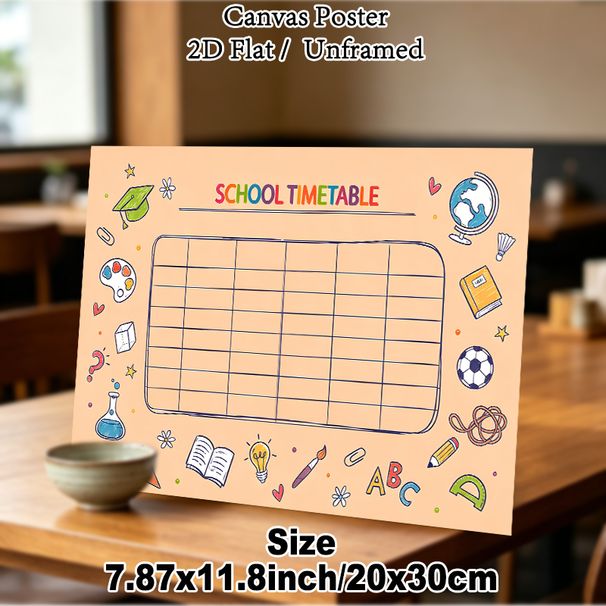 School Timetable Painting Poster, Colorful Hand-drawn School-themed Poster, Practical Blank Layout To Organize Daily Study Schedules, Ideal For_maomaolike.com