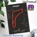 Monza Racing Circuit Painting Poster, Sleek Dark-toned Minimalist Race Track Layout Poster, Informative Circuit Detail Decor For Home Office, Racing_maomaolike.com