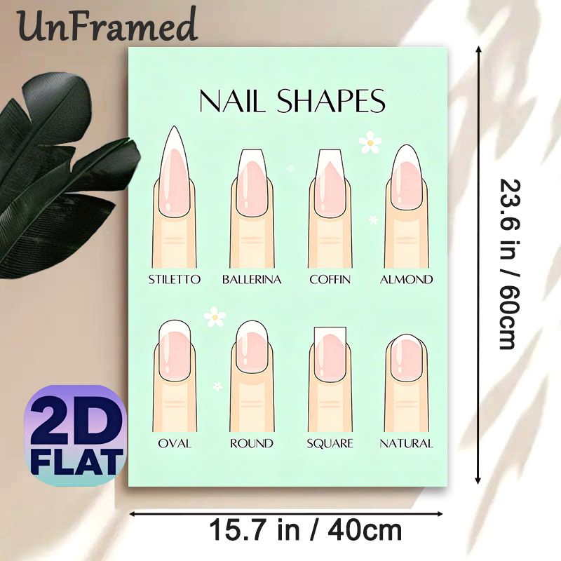 Nail Shapes Painting Poster, Soft Pastel-hued Illustrative Poster, Clear Showcase Of Diverse Nail Styles, Ideal For Nail Salons And Beauty Spaces_maomaolike.com