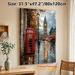 London Street Scene Painting Poster, Vibrant Oil-style Rainy Autumn Cityscape Poster, Captivating Urban View With Iconic Red Phone Booth & Big Ben_maomaolike.com