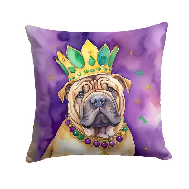 Shar Pei King Of Mardi Gras Throw Pillow Machine Washable, Indoor Outdoor Decorative Pillow For Couch, Bed Or Patio, 18Hx18W_maomaolike.com