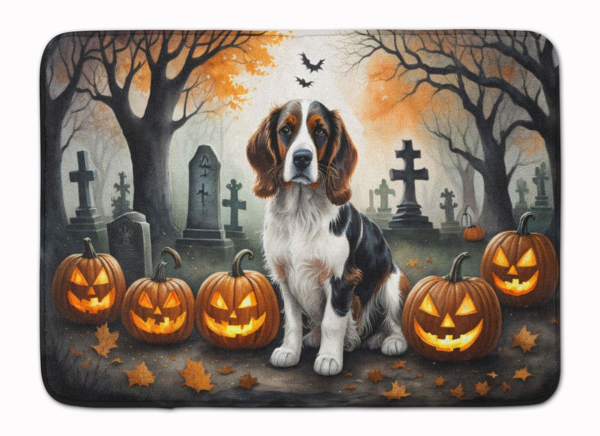 Welsh Springer Spaniel Spooky Halloween Memory Foam Kitchen Mat Machine Washable Anti-Fatigue Mat Cushion Comfort Bath Mat Or Kitchen Rug_maomaolike.com