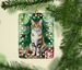 Owyhee Bob Cat By The Christmas Tree Porcelain Ornament Christmas Tree Hanging Decorations For Home Christmas Holiday, Rectangle, Gift, Multicolor_maomaolike.com