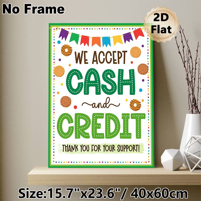 Payment Notice Painting Poster, Vibrant Playful Design With Cookies And Bunting Poster, Clear Payment Method Reminder, Ideal For Bakery Shops And_maomaolike.com